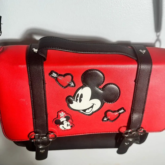 Primark Disney Red & Black Mickey Mouse Bag Tote (satchel) adjustable strap - Picture 6 of 11